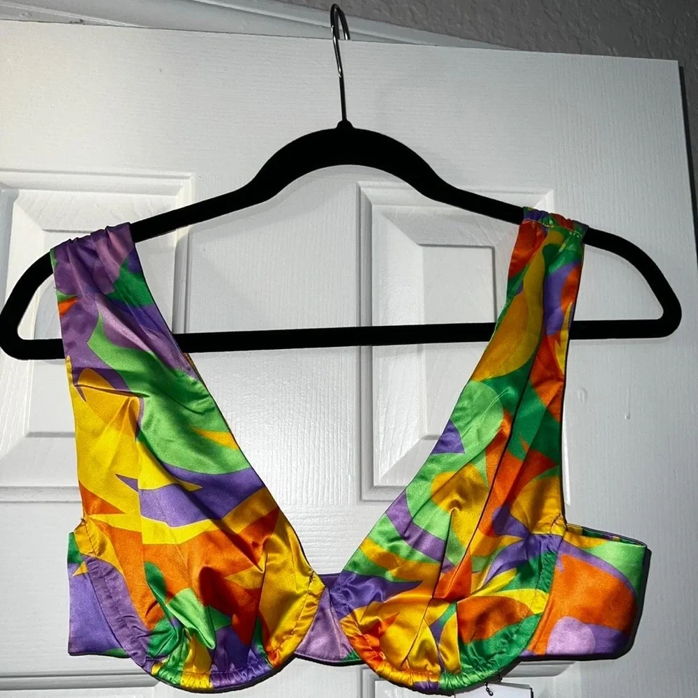 WeWoreWhat Purple and Yellow Bikini Top NWOT - Picture 4 of 5